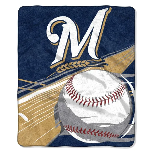 Discover MLB Milwaukee Brewers 50"x60" Sherpa Throw Blanket "Big Stick" plush fleece