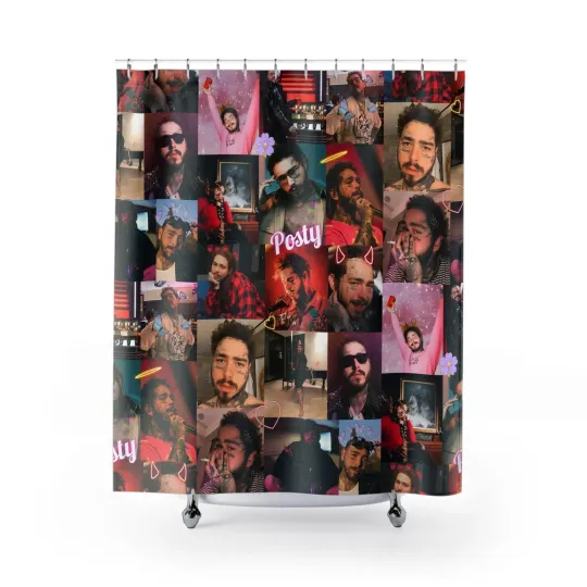 Discover Post Malone Posty Love Photo Collage Shower Curtain