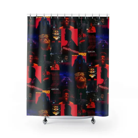 Discover Weeknds Heartless Nightmares Collage Shower Curtain Toilet Seat Rug