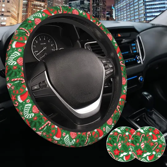 Discover Christmas Car Steering Wheel Cover Anti-Slip One Size