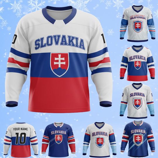 Discover Slovakia Hockey Jersey Custom Name Number, Unisex Long Sleeve AOP Ice Hockey Shirt