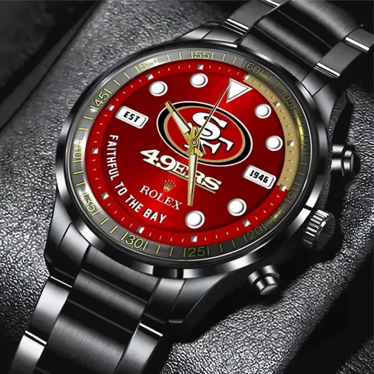 49ers Black Stainless Steel Watch