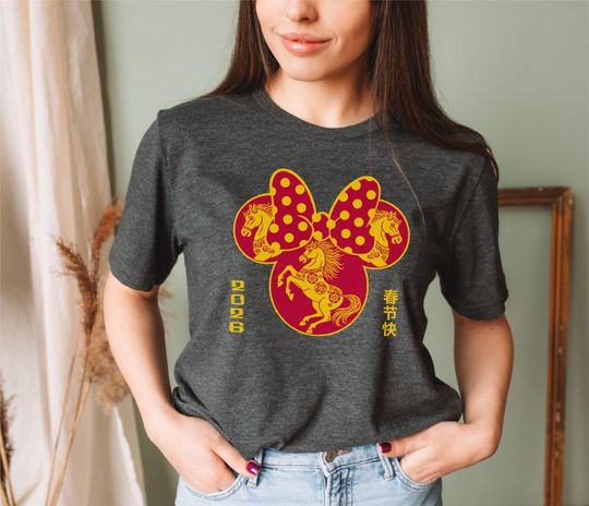 Discover Custom Mickey Minnie Happy New Lunar Year Shirt, Disney Theme Year of the Horse Sweatshirt-Hoodie