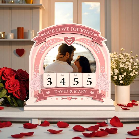 Personalized Days Together Photo Tracker | Our Love Journey Sign | Custom Couple Anniversary Gift | Valentine Wedding Decor