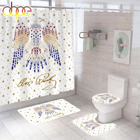Elvis Presley Shower Curtain Toilet Seat, Elvis Presley Bathroom Christmas Decor