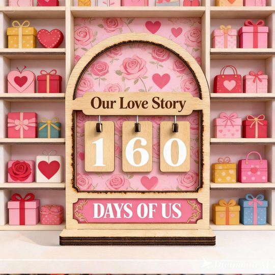 Discover Personalized Book Tracker Days Together Wooden Display Reading Counter Valentine Day Anniversary Gift