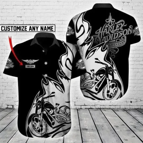 Discover Personalize Harley Motor Racing Davidson Casual Button Down Shirt Unisex Adults