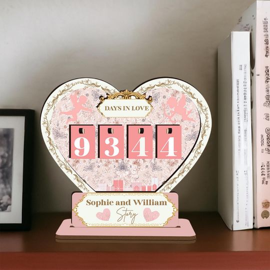 Discover Personalized Days in Love Tracker, Custom Couple Sign Anniversary Gift for Boyfriend, Valentines Day Decor, Romantic Book Tracker Gift