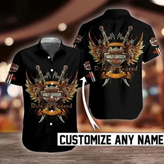 Discover Harley Motor Racing Davidson Casual Button Down Shirt Unisex Adults