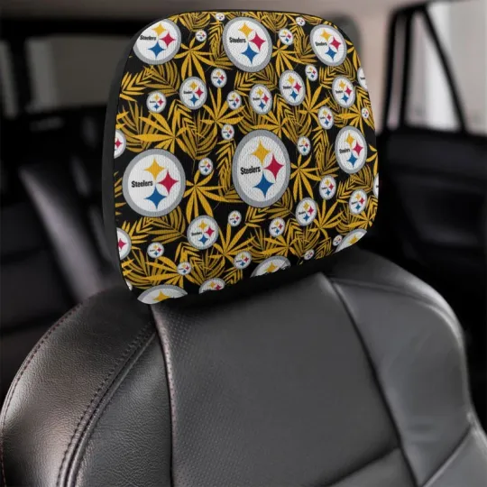 Discover Pittsburgh Steeler Two Car Headrest Covers ,Hawaiian Print Style