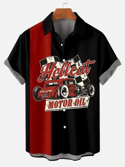Hellcat Motor Oil Hawaiian Shirt Short Sleeve