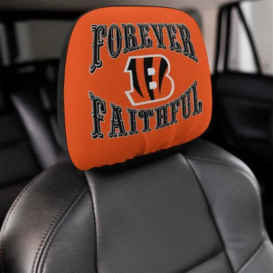 Discover 2pcs Forever Faithful Cincinnati Bengals Car Headrest Covers Car Decoration