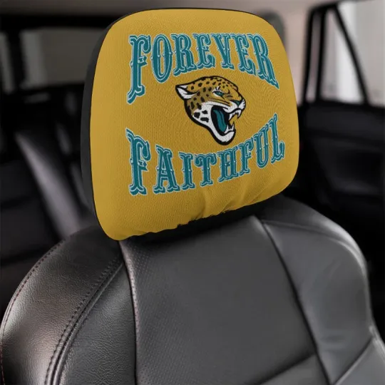Discover 2pcs Forever Faithful Jacksonville Jaguars Car Headrest Covers Car Decoration