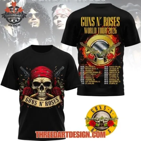 Discover Gun N’ Roses World Tour 2026 T-Shirt Birthday Gift For Men Women
