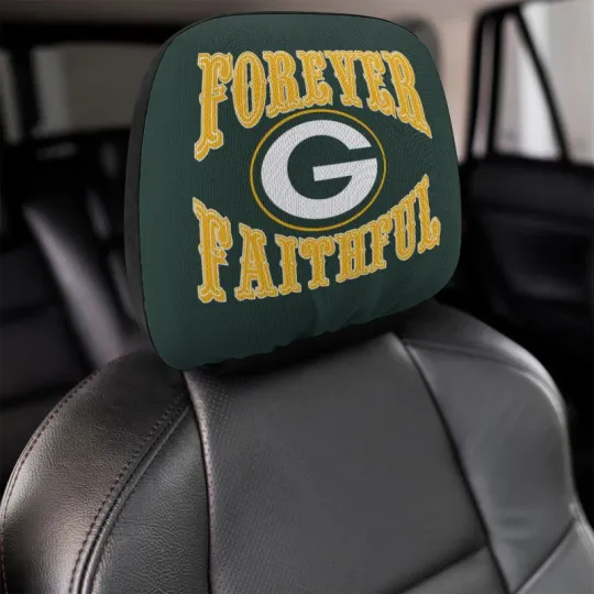 Discover 2pcs Forever Faithful Green Bay Packers Car Headrest Covers Car Decoration