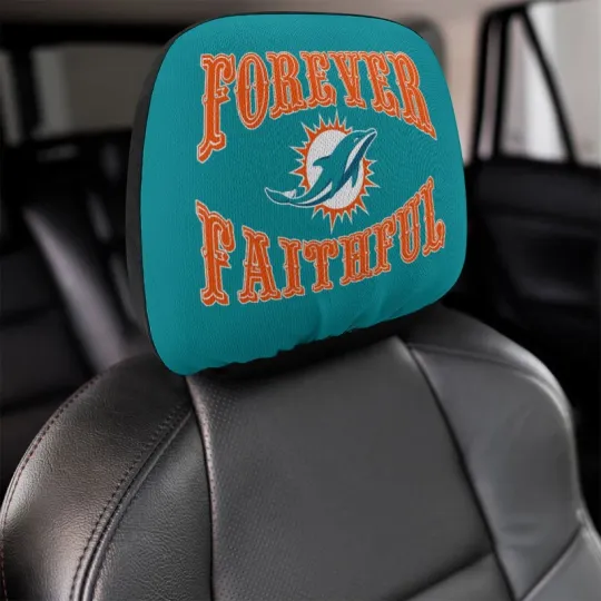 Discover 2pcs Forever Faithful Miami Dolphins Car Headrest Covers Car Decoration