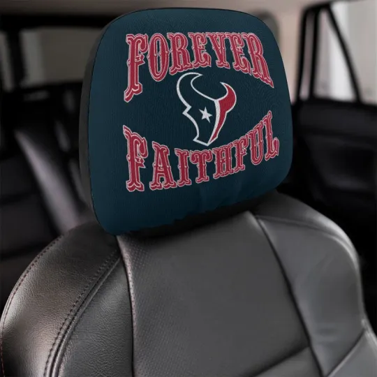 2pcs Forever Faithful Houston Texans Car Headrest Covers Car Decoration