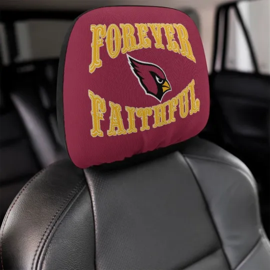 2pcs Forever Faithful Arizonna Cardinals Car Headrest Covers Car Decoration