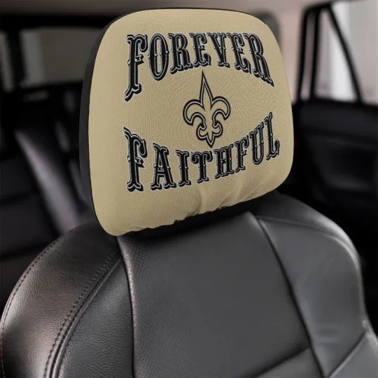 2pcs Forever Faithful New Orleans Saints Car Headrest Covers Car Decoration