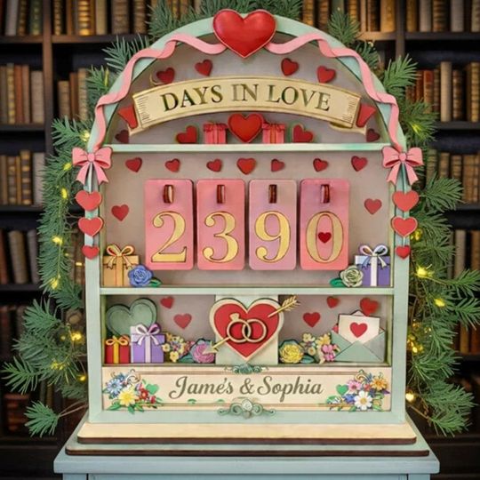 Discover Personalized Days In Love Counter, Custom Couple Anniversary Tracker, Romantic Love Day Sign, Wedding Engagement Valentine Gift