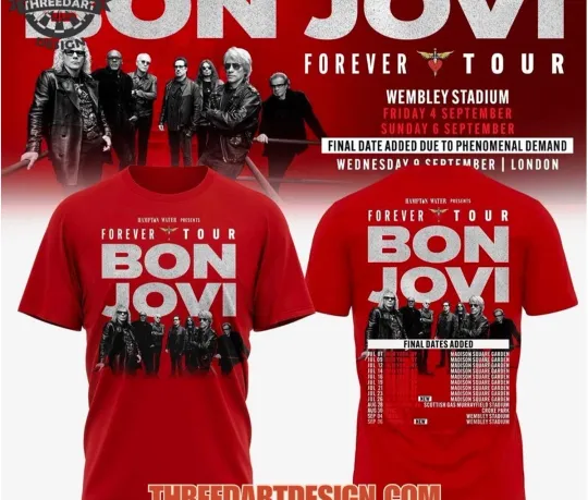 Discover Bon Jovi Forever Tour 2026 3D T-Shirt