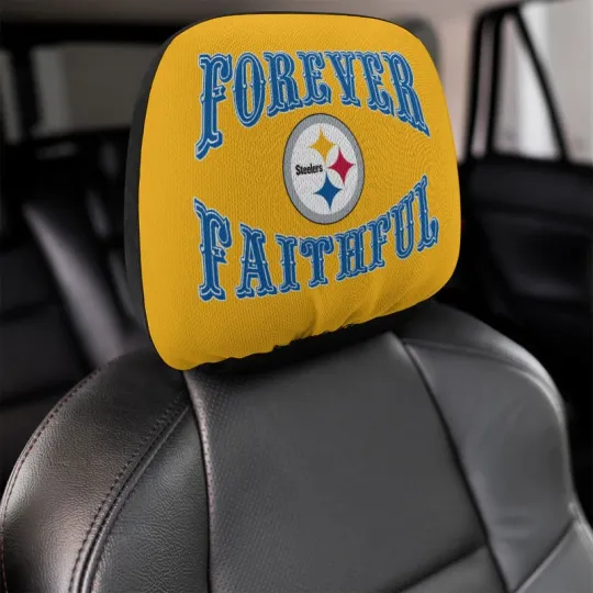 Discover 2pcs Forever Faithful Pittsburgh Steeler Car Headrest Covers Car Decoration
