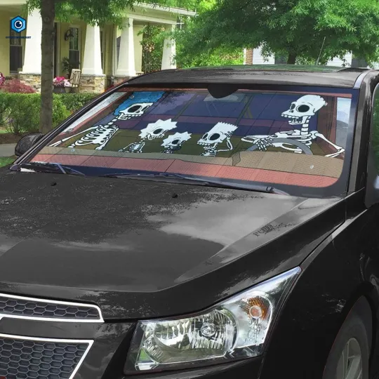 The Simpsons Skeleton Car Sunshade, The Simpsons Car Sun Shade, Homer Simpson,