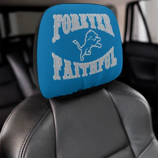 Discover 2pcs Forever Faithful Detroit Lions Car Headrest Covers Car Decoration