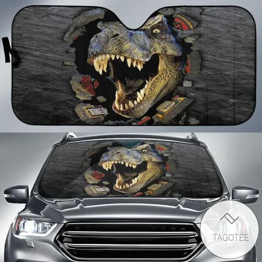 Discover Dinosaur Car Sun Shade T-Rex Dinosaur In Hole Windshield Sun Shade