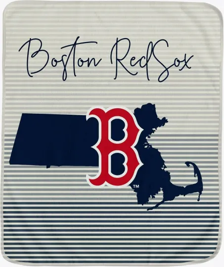 Discover Boston Red Sox State Stripe Silk Touch Ultra Fleece Blanket 60"x70" Throw New