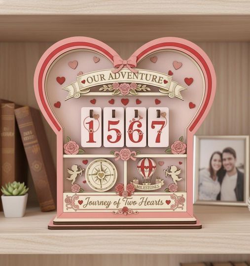 Discover Personalized Relationship Anniversary Tracker, Our Adventure Love Day Counter, Couple Milestone Anniversary Sign,Journey of Two Hearts Decor