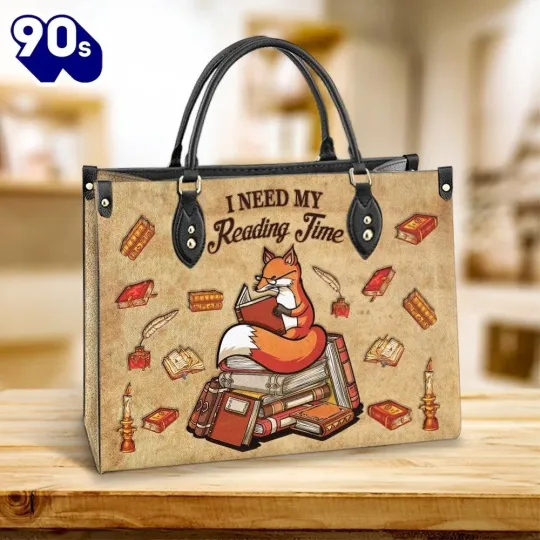 Discover Personalized Fox Reading Book I Need My Reading Time Leather Handbag Lovers Gift