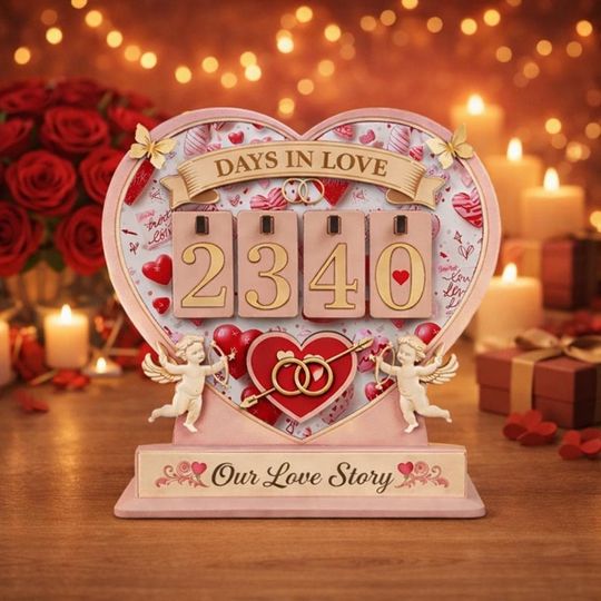 Discover Personalized Days in Love Tracker, Anniversary Gift for Boyfriend, Valentines Day Decor, Relationship Counter