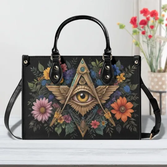 Discover Personalized Wildflowers Spiritual Awakening Eye Leather Handbag Lovers Gift
