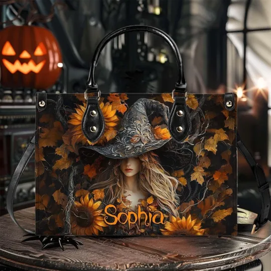 Discover Personalized Salem Witch Girl Leather Handbag Gift For Wicked Witches Woman