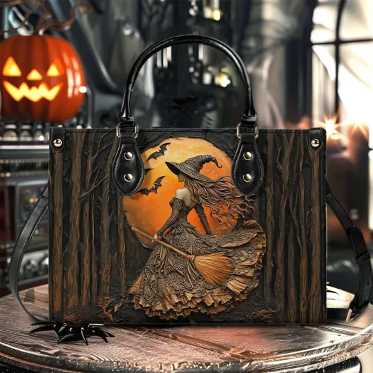 Discover Personalized Salem Witch Girl Leather Handbag Gift For Wicked Witches Woman