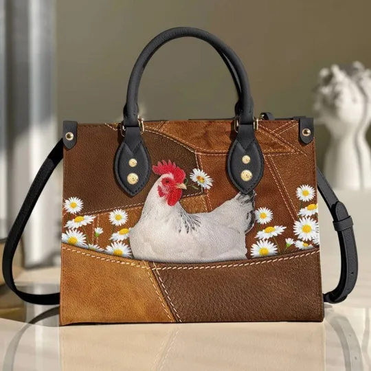 Discover Personalized Chicken Leather Handbag Farmer Chicken Lovers Shoulder Bag Gift
