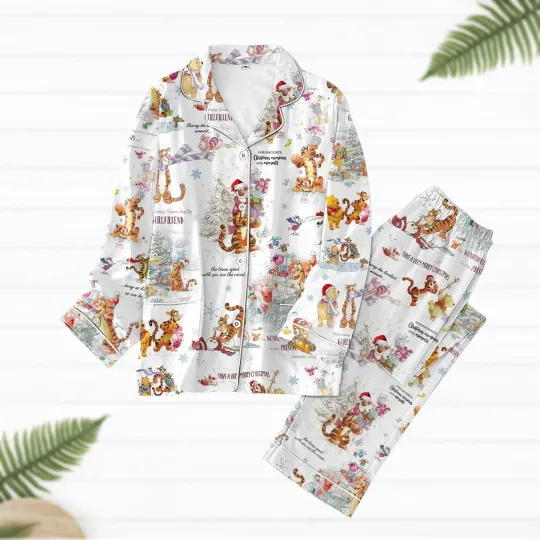 Winnie The Pooh Pajamas Set, Disney Tiger Xmas Kid Women Pajamas, Pooh Piglet Tigger