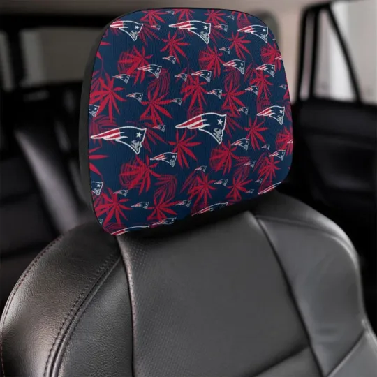 Discover New England Patriots Two Car Headrest Covers with Elastic ,Hawaiian Print Style