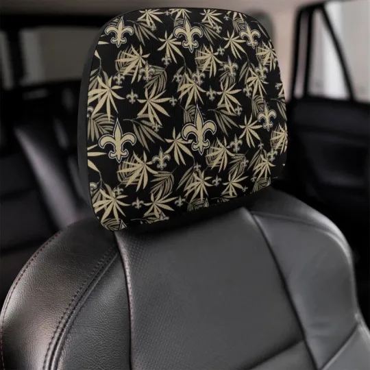 Discover New Orleans Saints Two Car Headrest Covers with Elastic ,Hawaiian Print Style