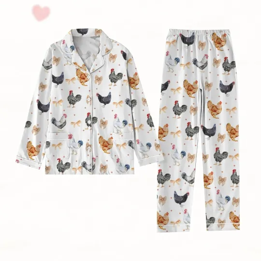 Discover Valentine Chicken Pajamas, Coquette Bows Pajamas Set, Chicken Mama Shirt
