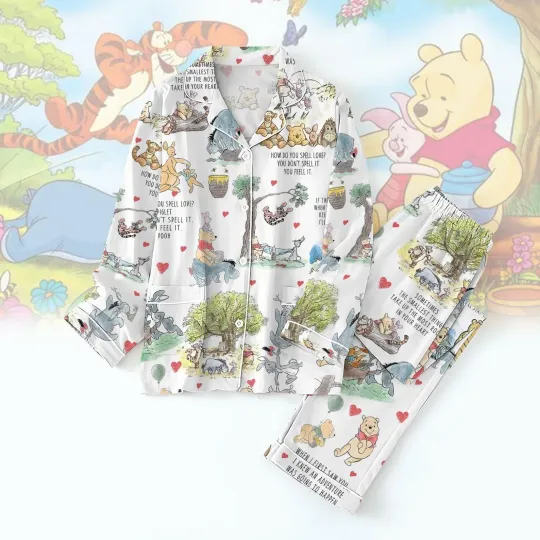 Vintage Winnie The Pooh Pajamas Set, Pooh And Friends Pajamas Set, Tigger Eeyore Pig