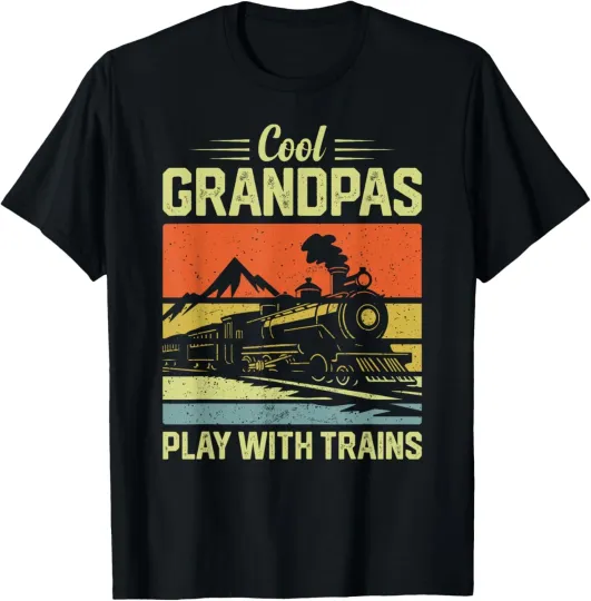 Discover Cool Grandpas Play With Trains Funny Train Lover Grandpa T-Shirt