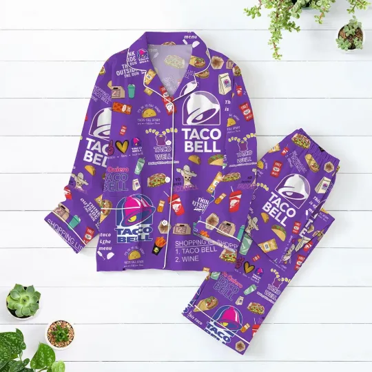 Taco Bell Christmas Pajamas Set, Taco Bell Womens Pajamas, Taco Bell Pajamas Family