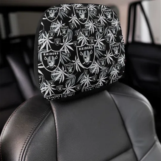 las vegas Raiders Two Car Headrest Covers, Hawaiian Print Style