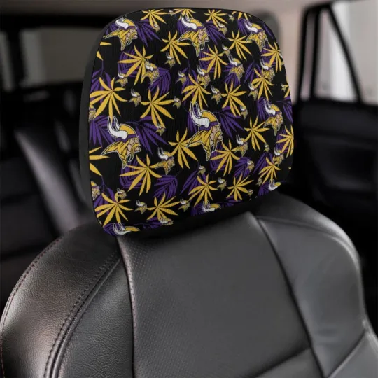 Discover Minnesota Vikings Two Car Headrest Covers with Elastic ,Hawaiian Print Style