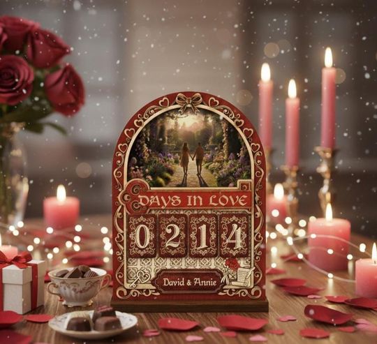 Personalized Days in Love Tracker Sign, Couple Day Counter, Custom Anniversary Gift for Couples, Valentine Gift