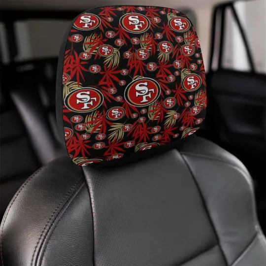San Francisco 49ers Two Car Headrest Covers, Hawaiian Print Style