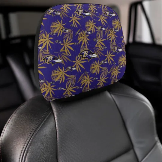 Baltimore Ravens Two Car Headrest Covers, Hawaiian Print Style