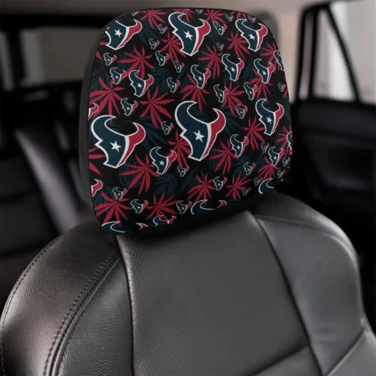 Houston Texans Two Car Headrest Covers, Hawaiian Print Style